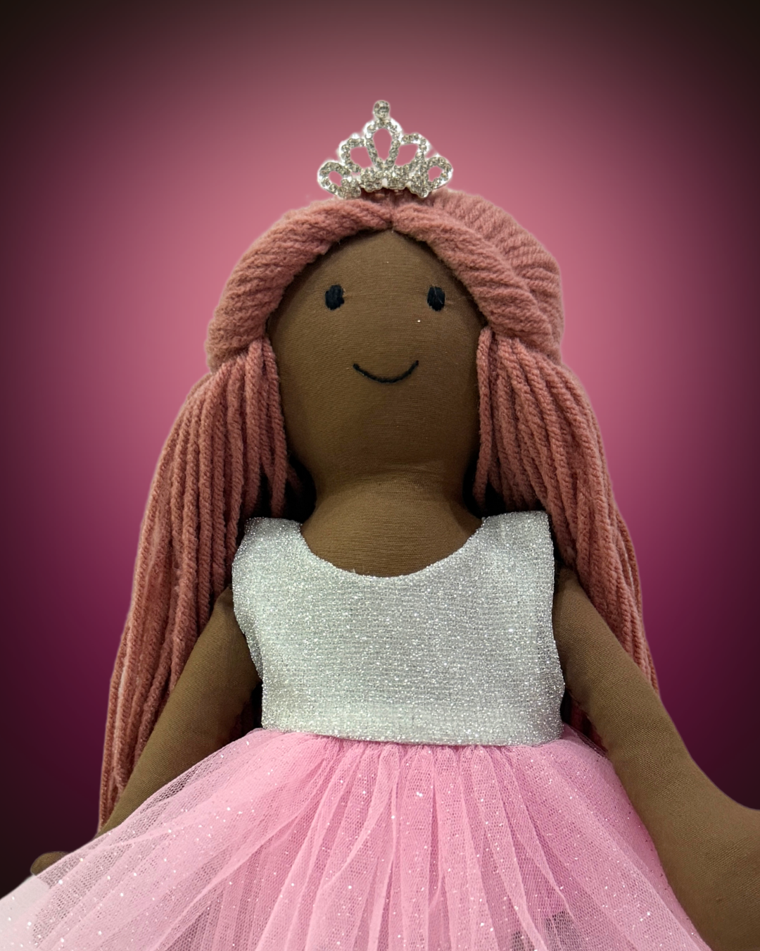 Silver Pink organic doll - eco-friendly toy for creative play